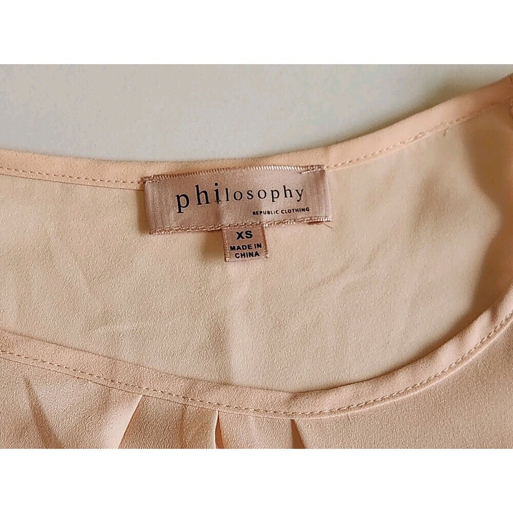 Philosophy Romantic Pink Shirt Short Flutter Sleeve Scoop Neck Size X-Small - Picture 4 of 8